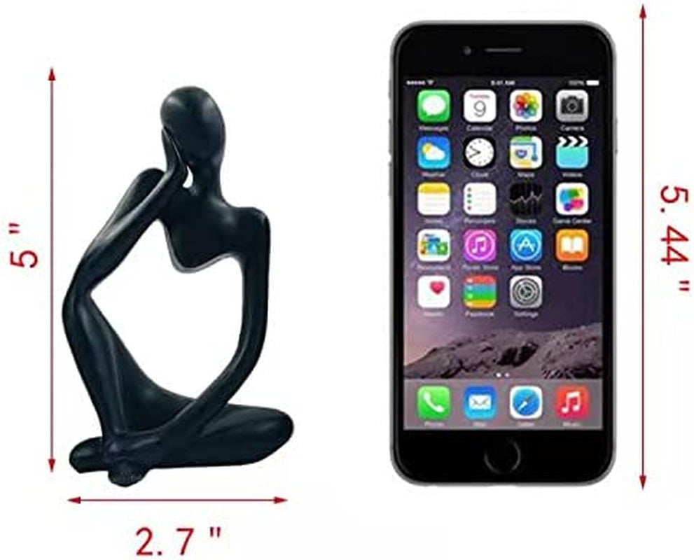 The Thinker Statue Sculptures Home Decor Abstract Sculpture Resin Statues for Home Decor Modern Home Office Desktop Shelf Bookshelf Decor Collection Figurine (Black-Left Thinker Statue)