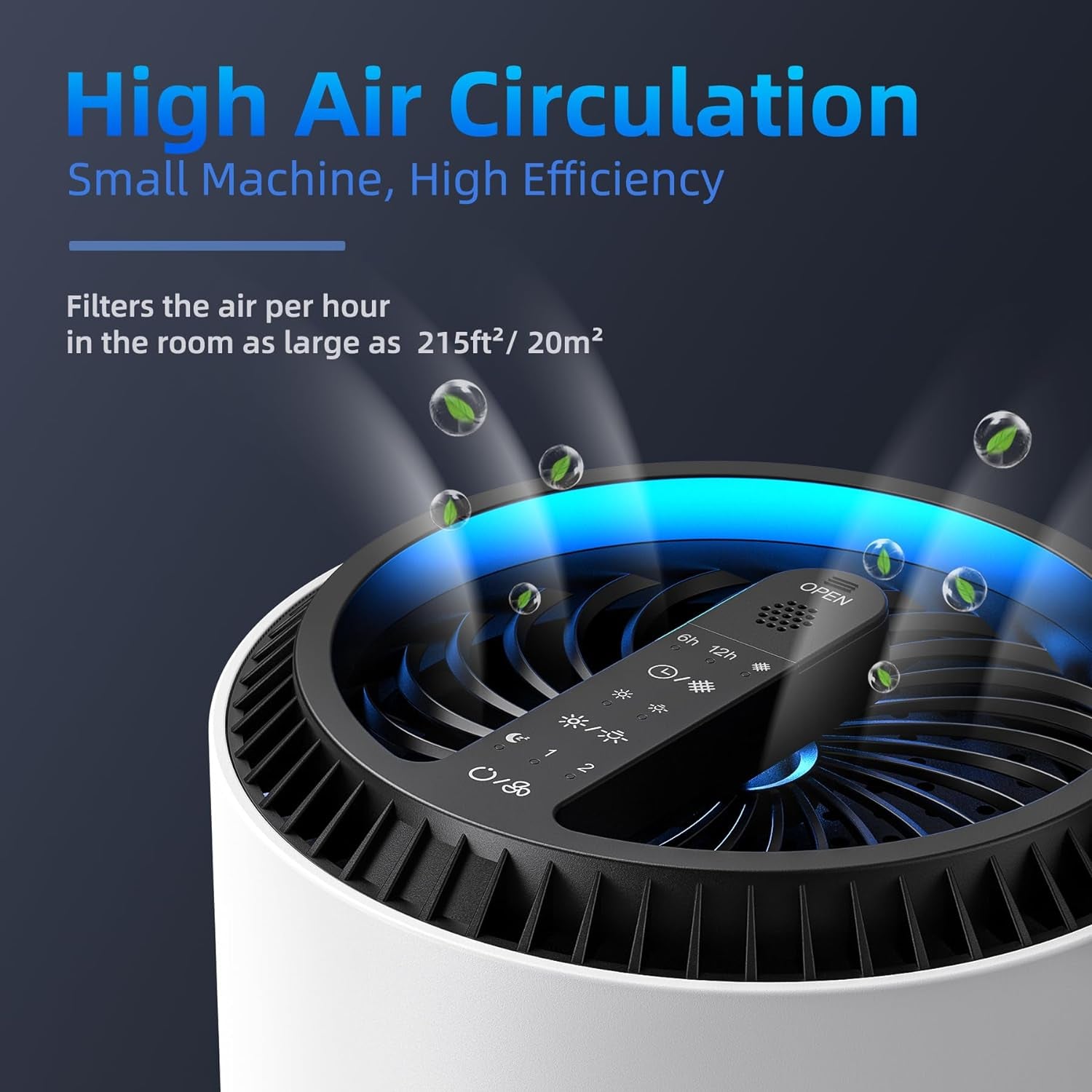 Air Purifiers for Home, HEPA Air Purifiers Air Cleaner for Smoke Pollen Dander Hair Smell Portable Air Purifier with Sleep Mode Speed Control for Bedroom Office Living Room, MK01- White