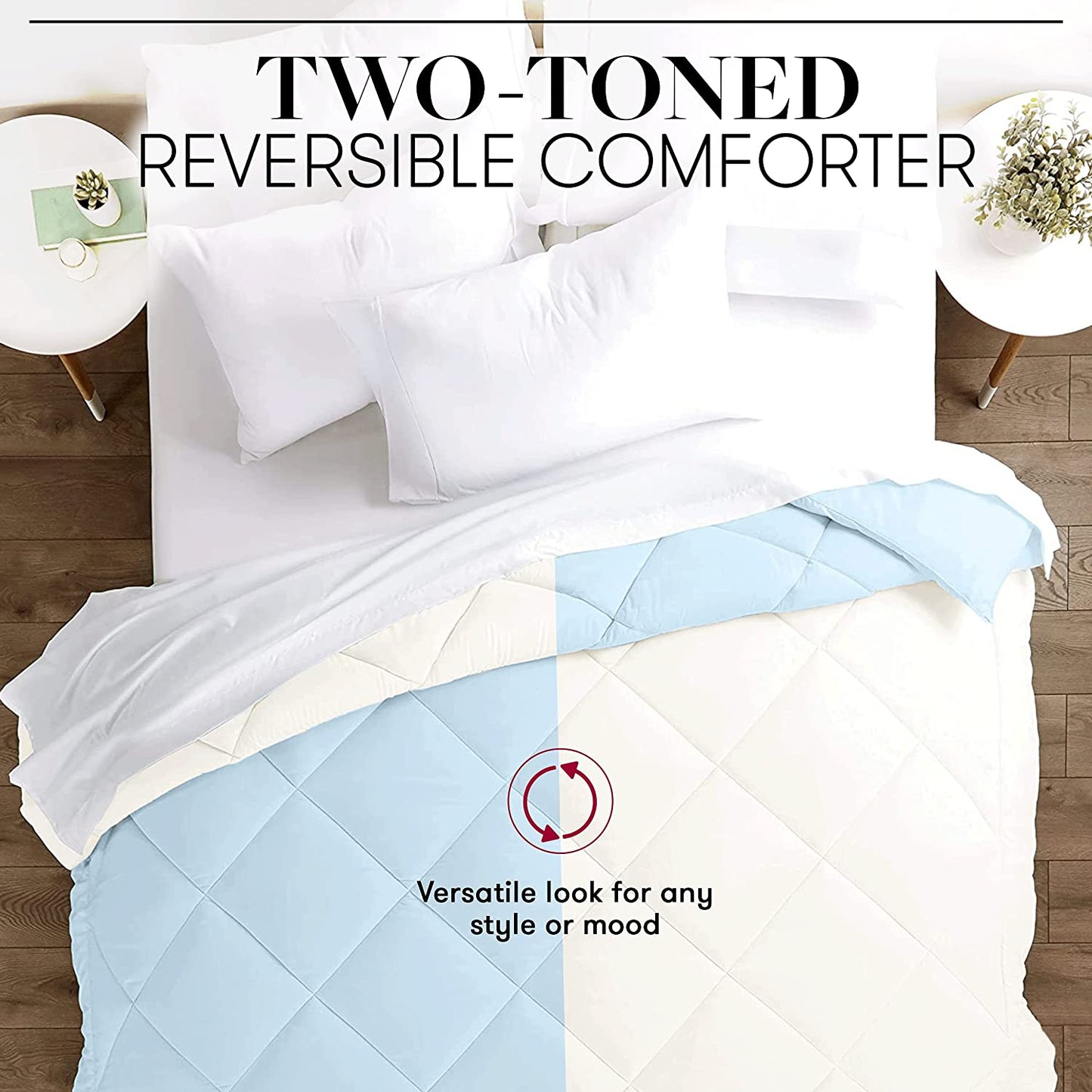 Premium Quality Luxury Comforter - Full/Queen - Aqua/Ivory