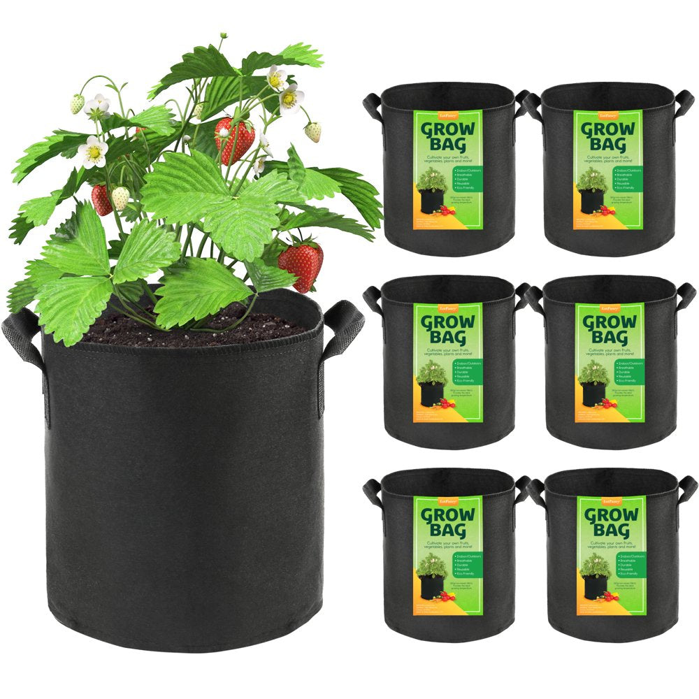 3 Gallon Grow Bags, 7-Pack, Green Thickened Felt Fabric Pots with Reinforced Handles