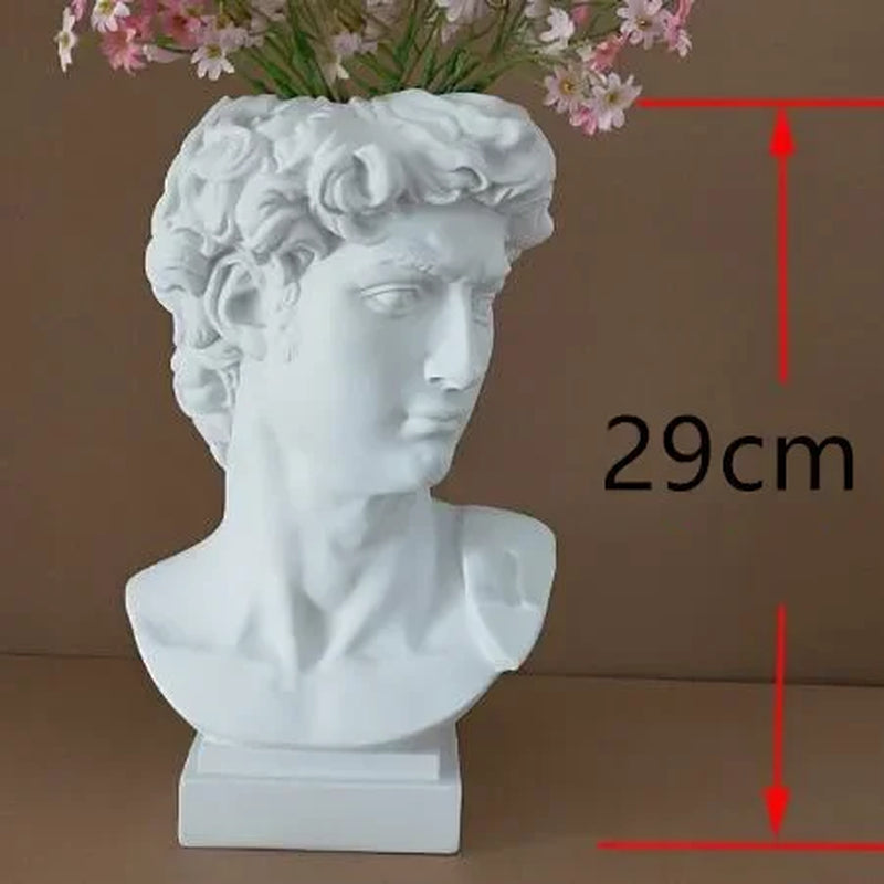 Ancient Greek White Resin Flowerpot Portrait Decoration Gypsum Vase Dry Flower Simulation Sculpture Soft Garden Ornament