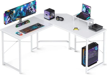 51" Computer Desk with Monitor Stand, PC Gaming Desk, Corner Desk Table for Home Office