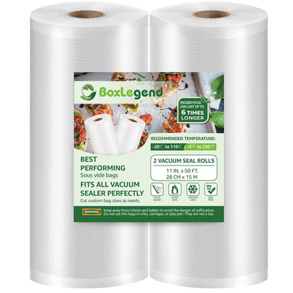 2 Pack 11''X50'Food Saver Vacuum Sealer Bags Rolls