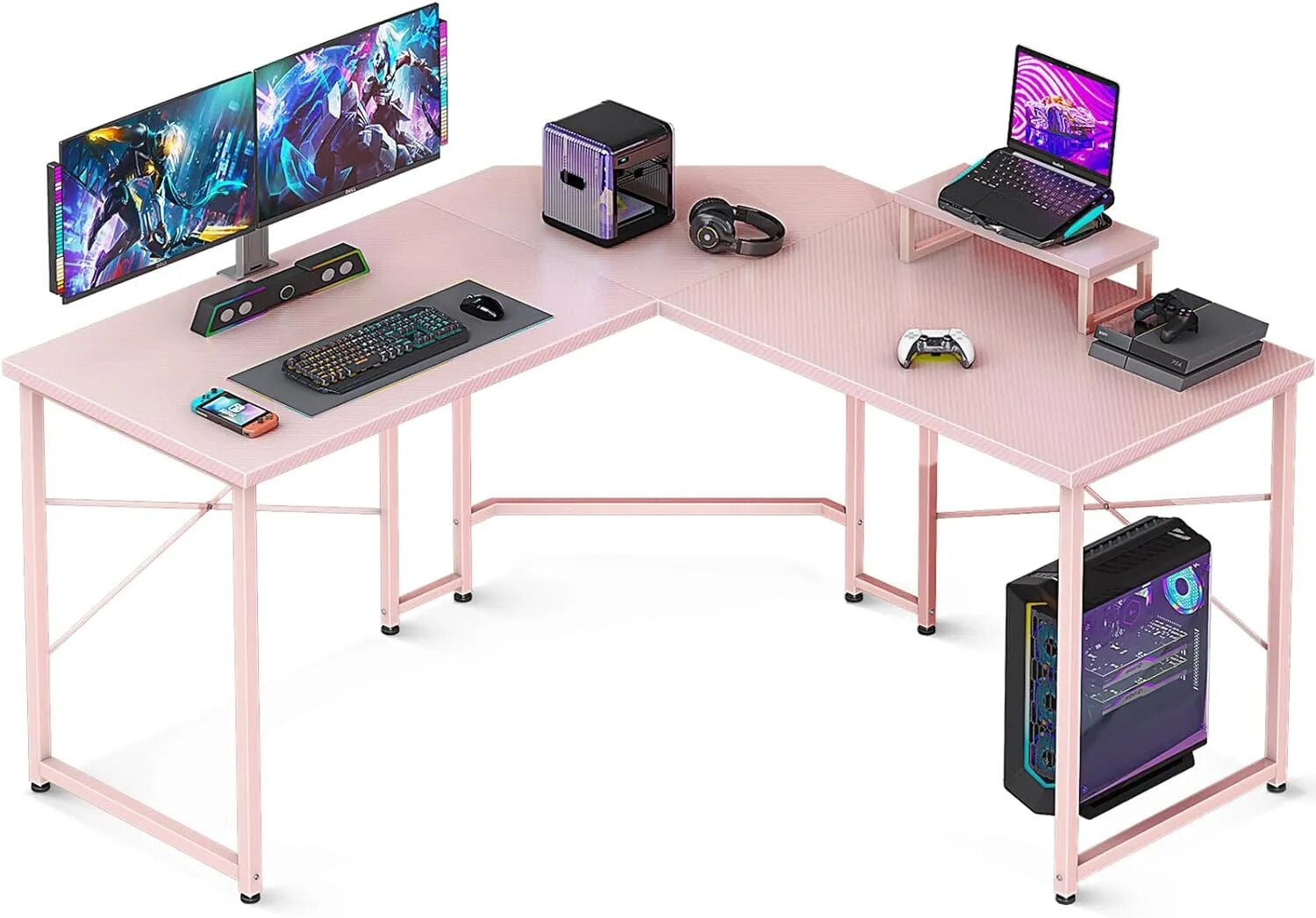 51" Computer Desk with Monitor Stand, PC Gaming Desk, Corner Desk Table for Home Office