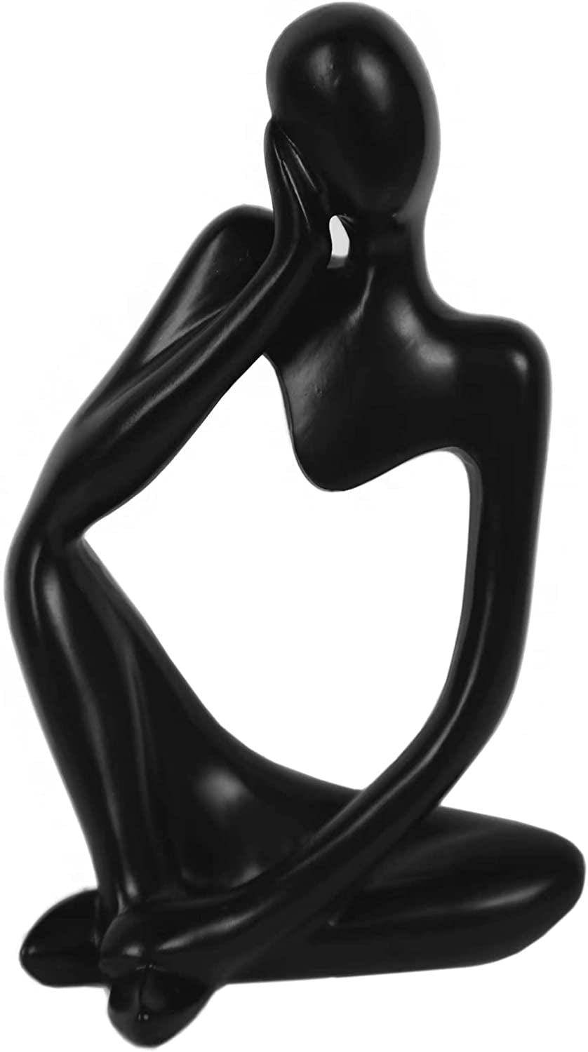 The Thinker Statue Sculptures Home Decor Abstract Sculpture Resin Statues for Home Decor Modern Home Office Desktop Shelf Bookshelf Decor Collection Figurine (Black-Left Thinker Statue)