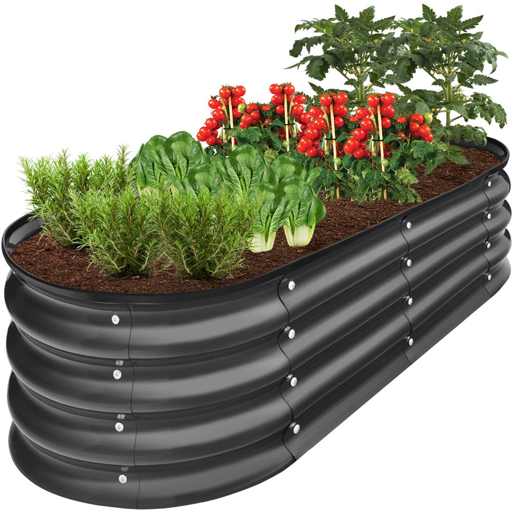 4X2X1Ft Outdoor Raised Metal Oval Garden Bed, Planter Box for Vegetables, Flowers - Sage Green