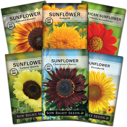 - Sunflower Seed Collection for Planting - 6 Varieties of Sunflowers - Seeds to Attract Pollinators - Non-Gmo Heirloom Seeds with Instructions to Plant & Grow - Makes a Great Gift