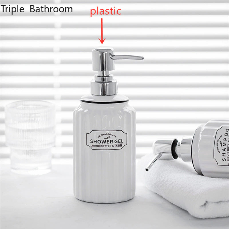 1Pc Modern Liquid Soap Bottles Ceramics Pure Color Bathroom Sanitizer Bottles Wristband Hand Dispenser Restroom Accessories